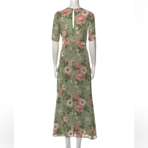 Reformation Green Floral Print Long Dress - Picture 3 of 3